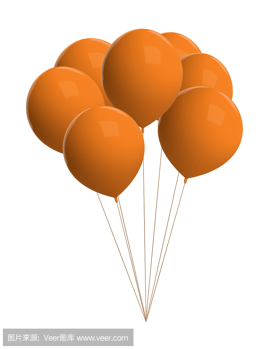 橙色气球被隔绝在白色
