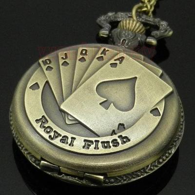 Bronze Royal Flush Poker Cards Pocket Watch Bronze Royal Flush Poker Cards Pocket Watch