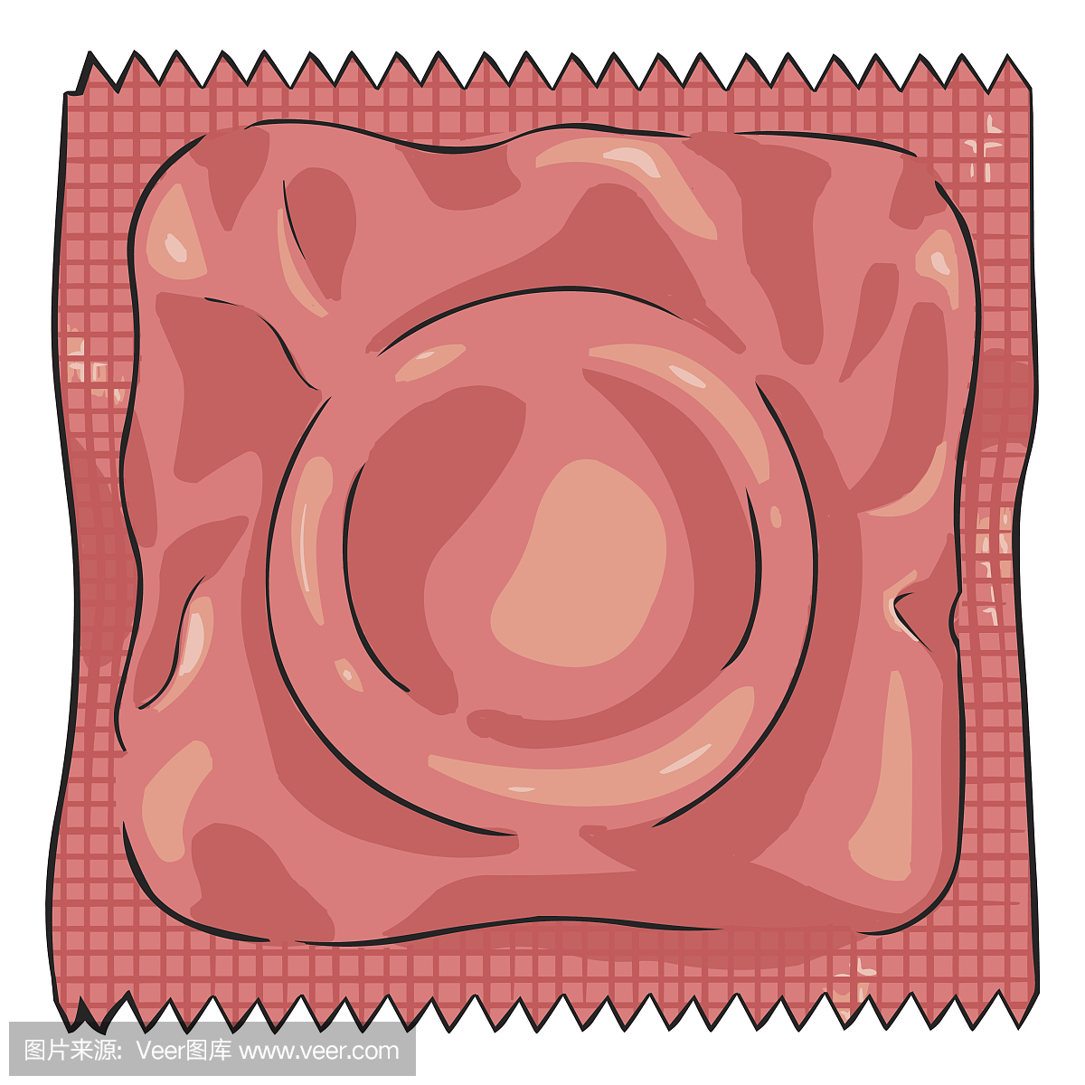 矢量单卡通避孕套在珊瑚颜色包