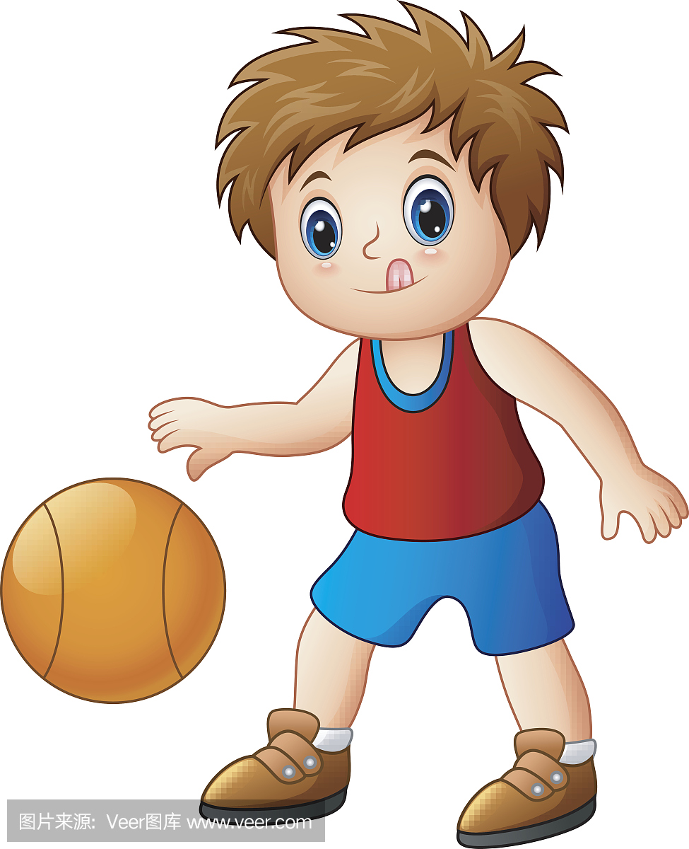 Cartoon boy playing basketball