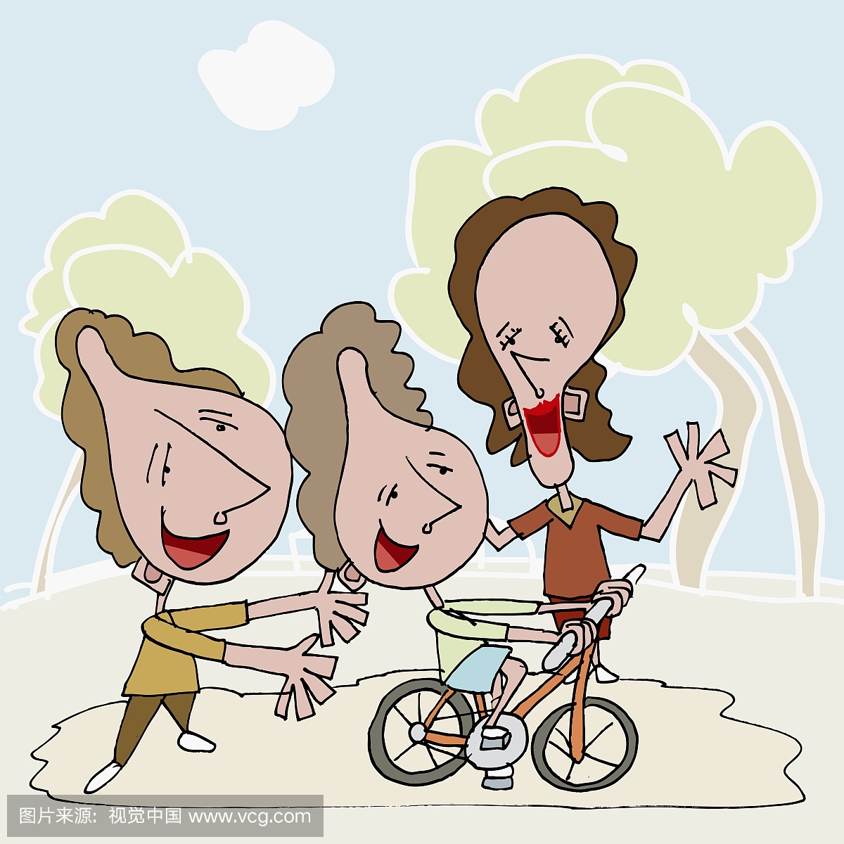 一个骑自行车的小孩的侧面轮廓