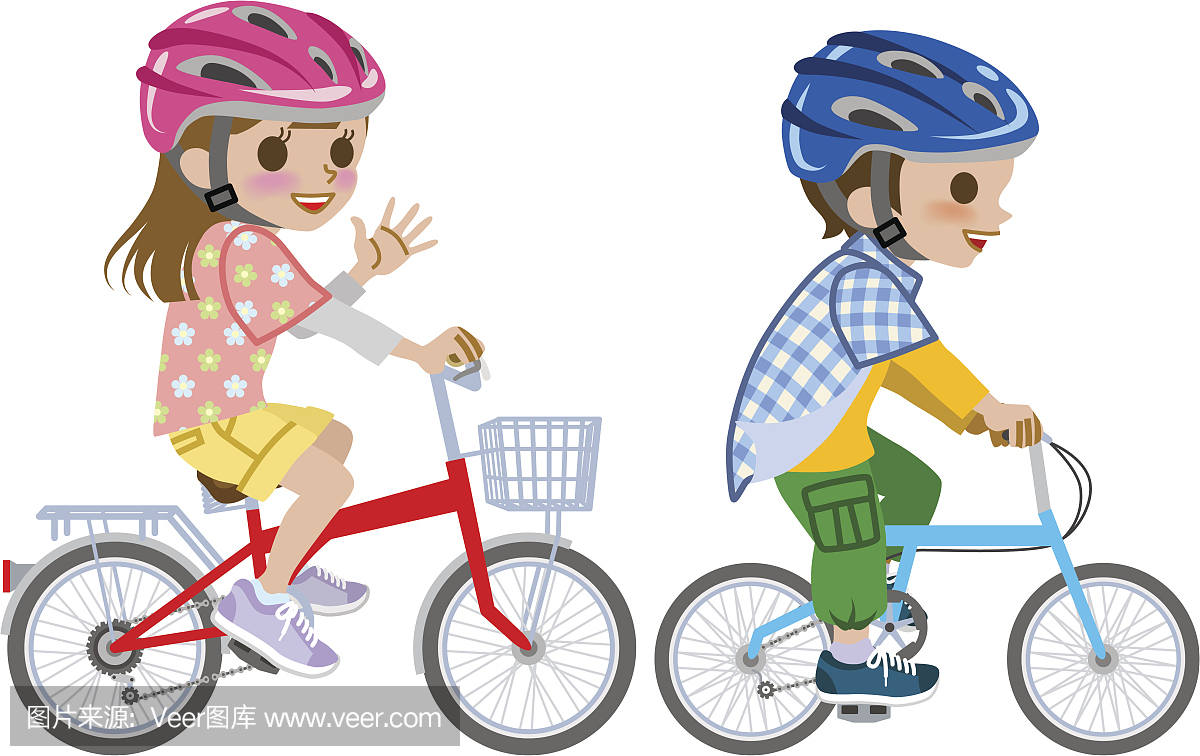 骑自行车的孩子,戴头盔,隔离
