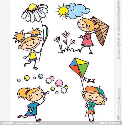 放风筝,插画,儿童画,可爱卡通-91kb