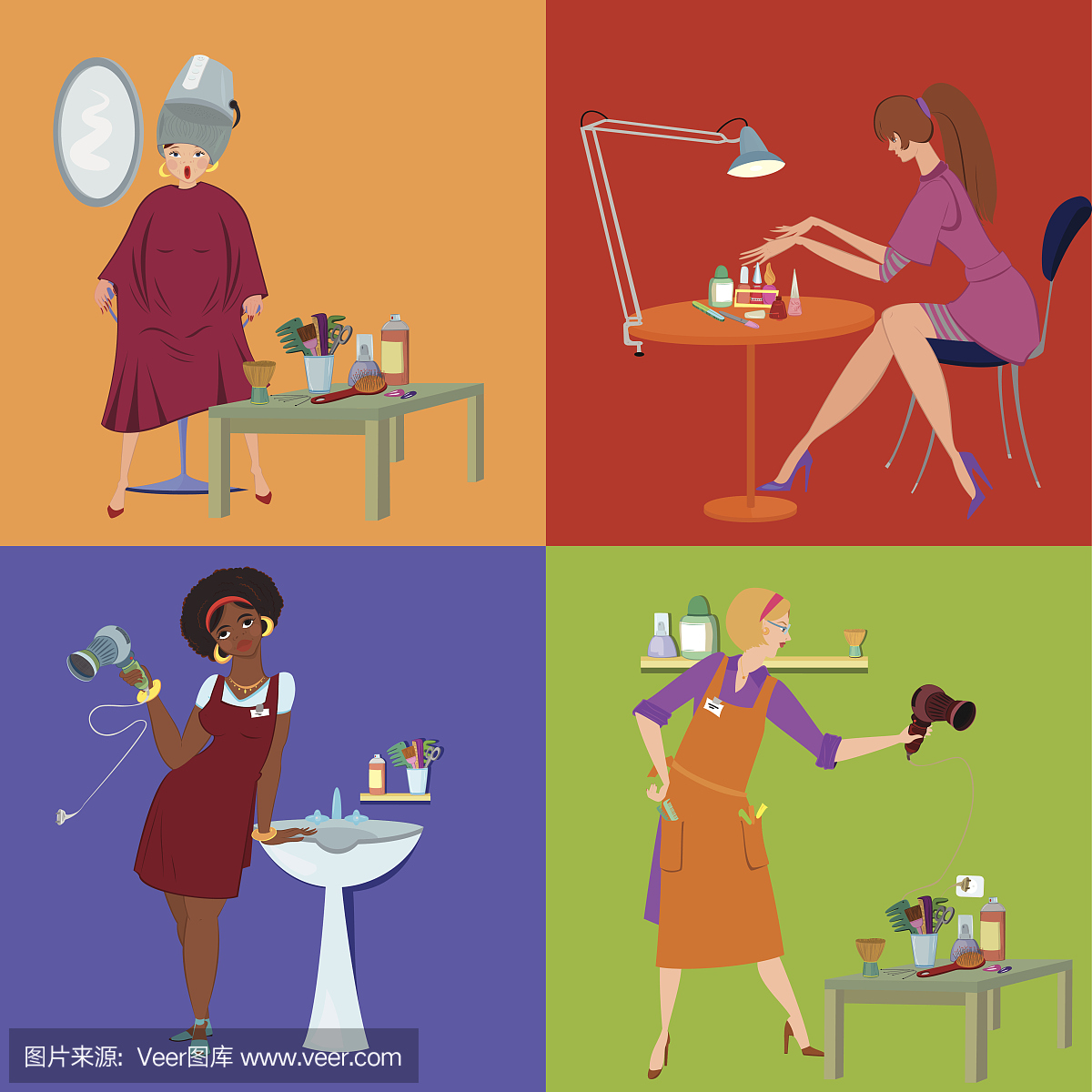 美容院水疗团队和客户平民