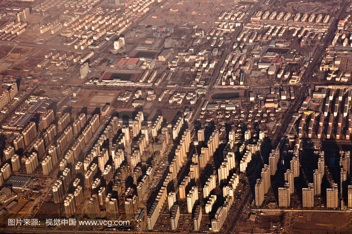 北京郊区,通州区鸟瞰图