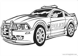 马路上的警车儿童画