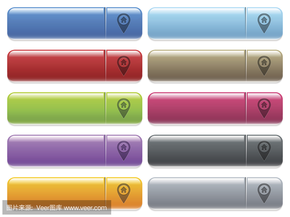 家庭地址GPS地图位置图标上颜色光泽,矩形菜