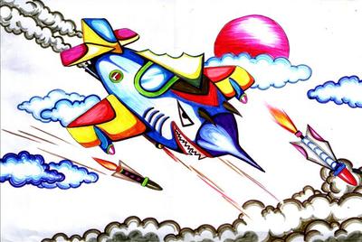 想象中的飞机儿童画_想象中的飞机儿童画图片大全