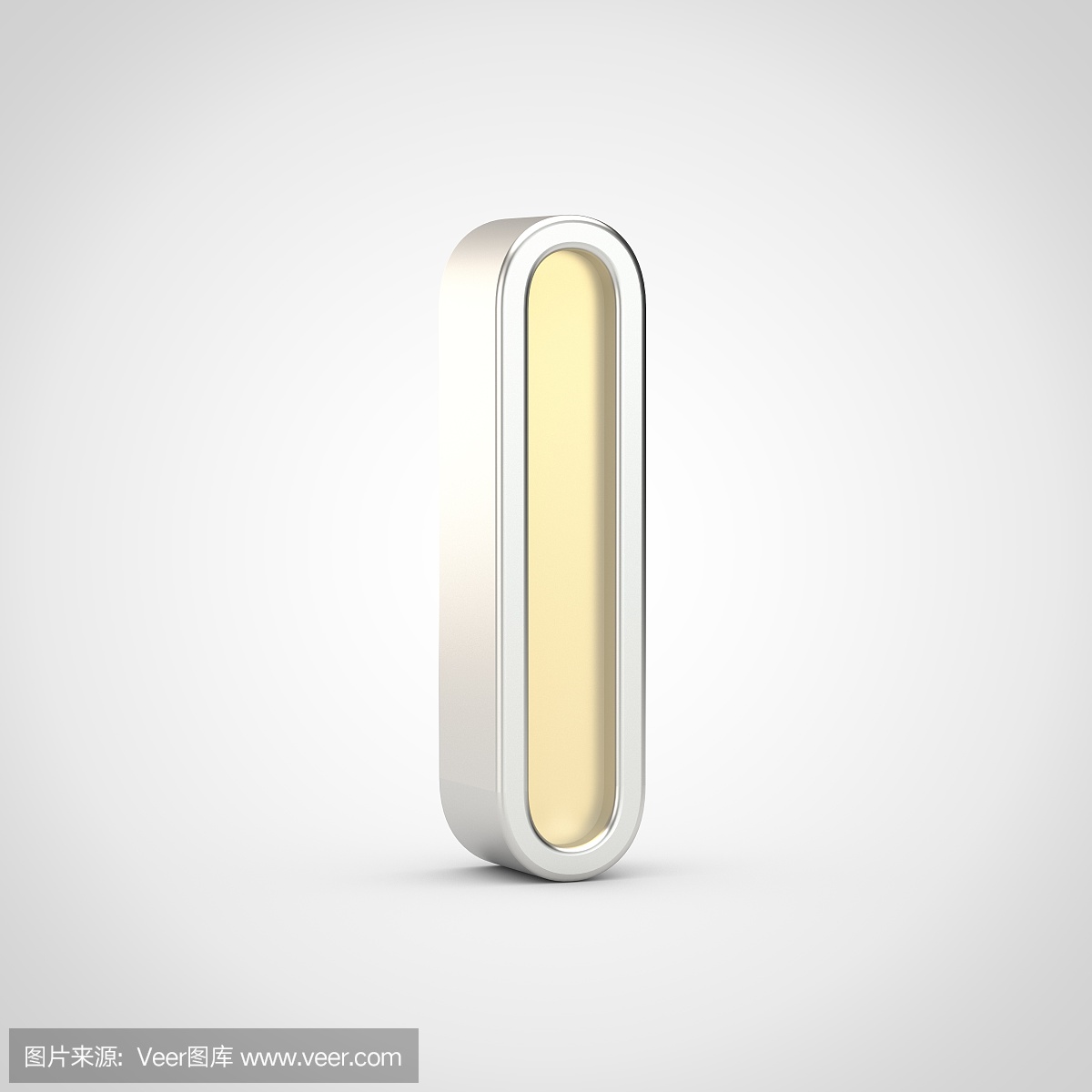 球衣金色字母L小写与孤立的白色背景上的银色