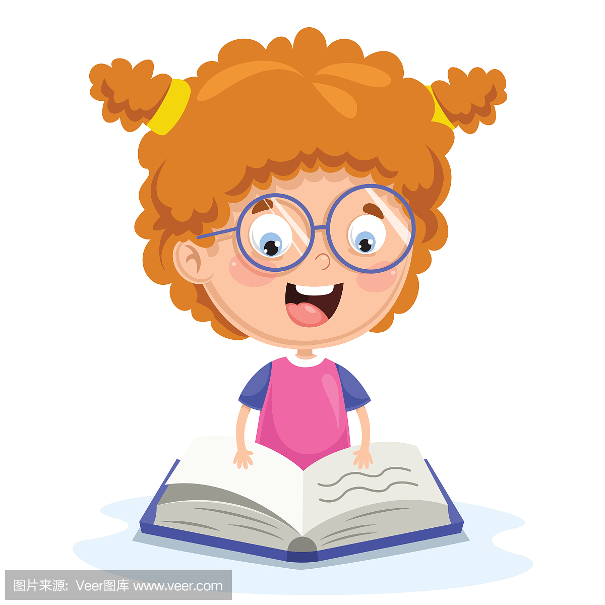 Vector Illustration Of Kid Reading