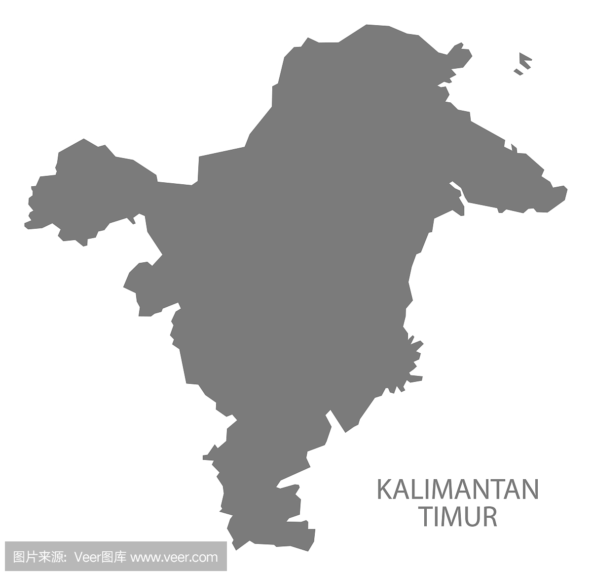 加里曼丹帖木儿印度尼西亚地图灰色
