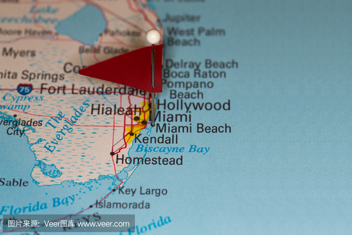 迈阿密海滩,FL,美国 - 城市地图系列