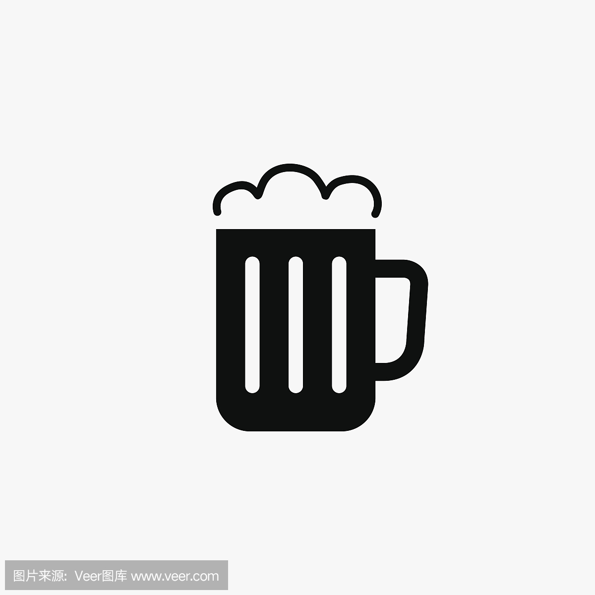杯啤酒简单平面矢量插图图标