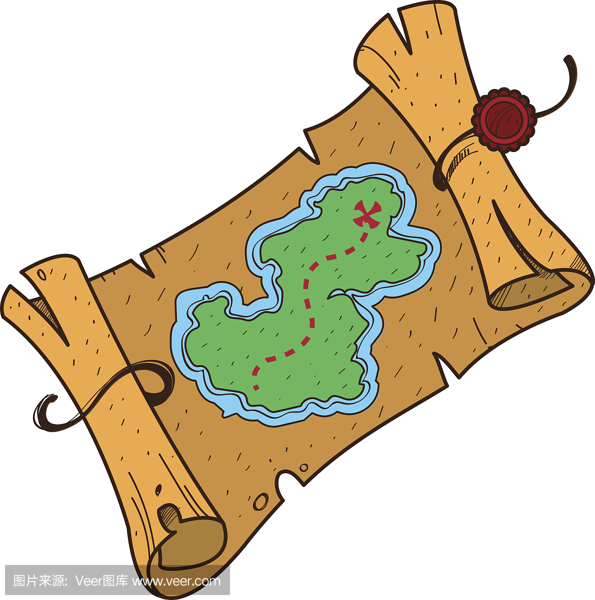 岛上埋藏宝藏的地图