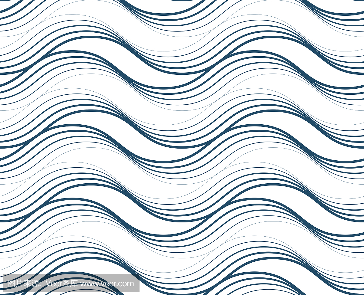 矢量几何无缝模式,用波浪线创建抽象无尽的组