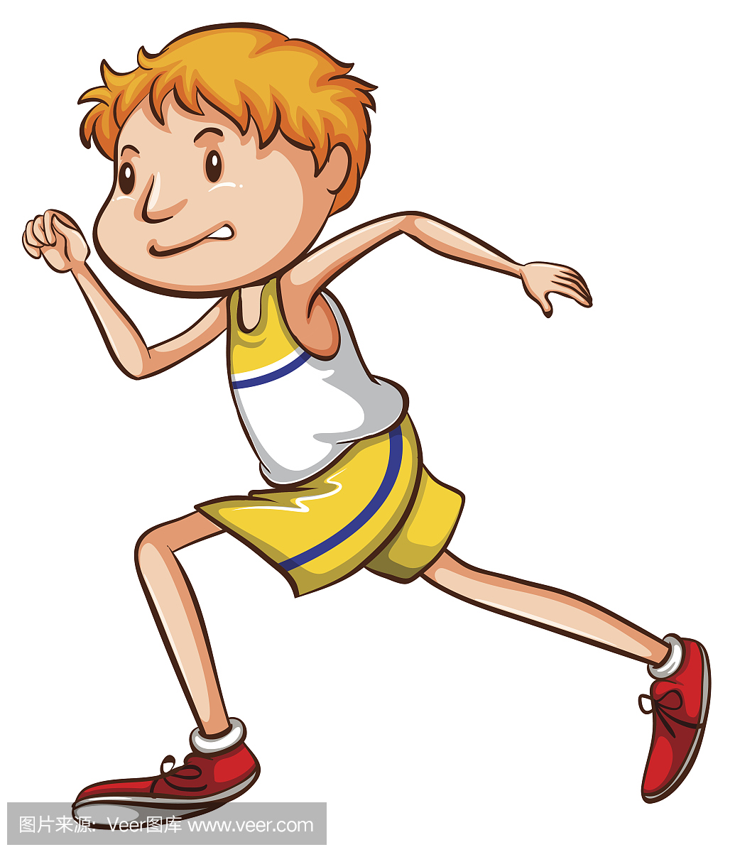 一个男孩跑的简单绘图