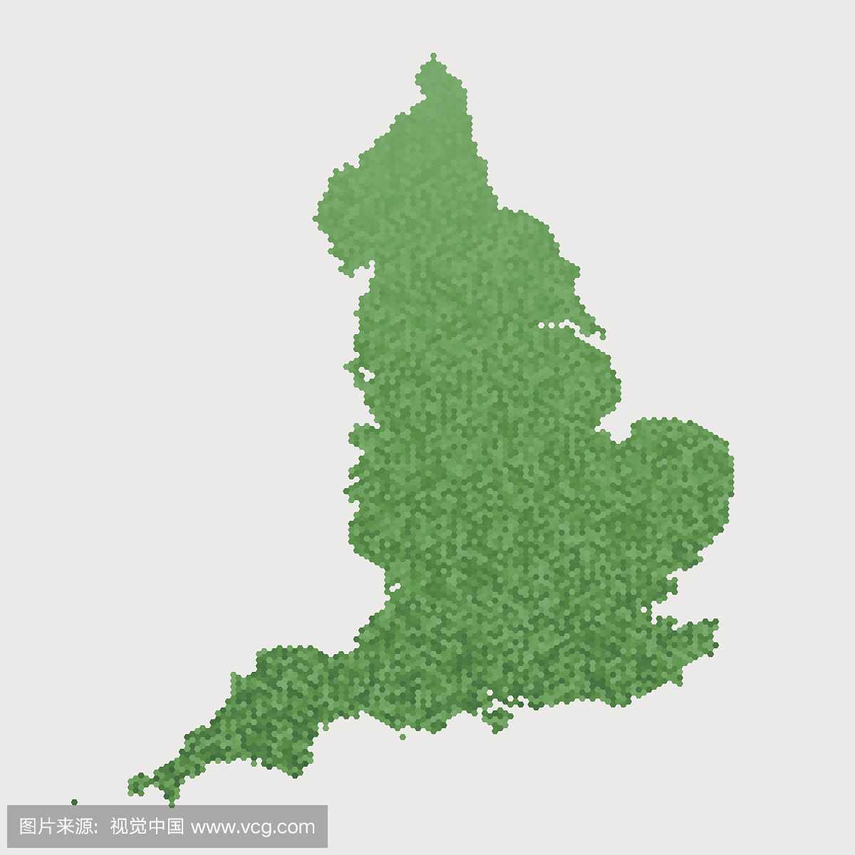 英格兰地图绿色六角形图案
