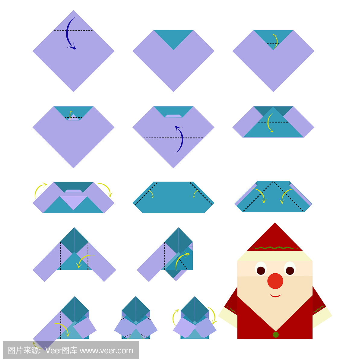 如何制作圣诞老人,折纸