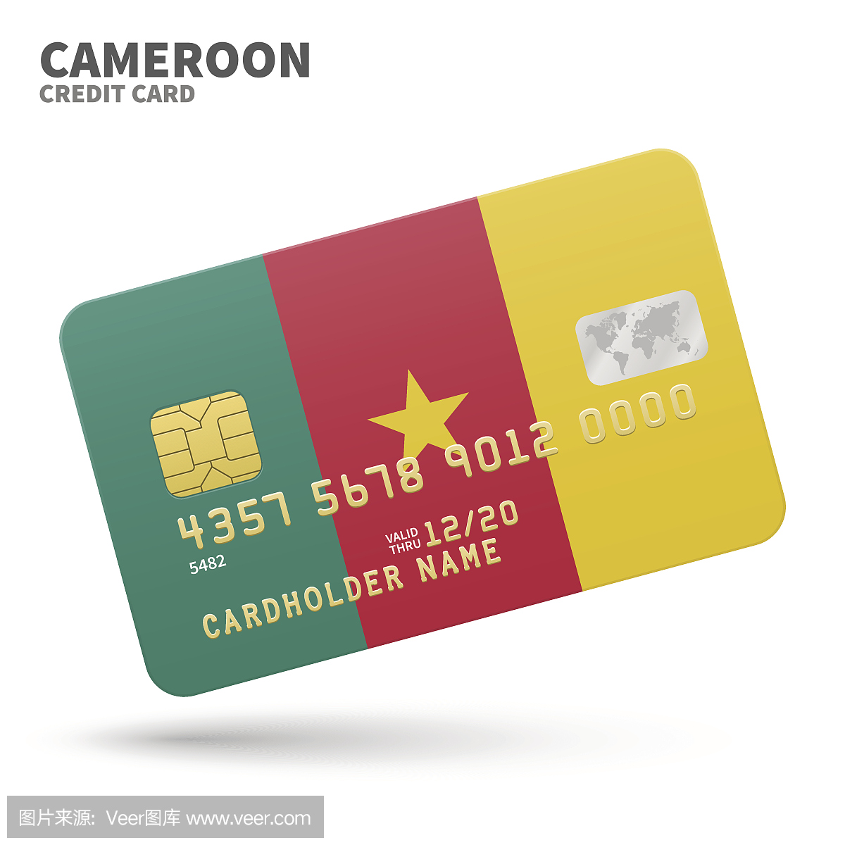 信用卡与喀麦隆银行,演示文稿的旗帜背景
