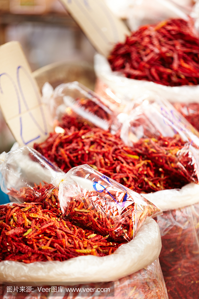 红辣椒在泰国香料市场