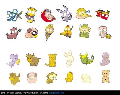 卡通q版动物插画图形,卡通人物图片,动漫人物-100kb
