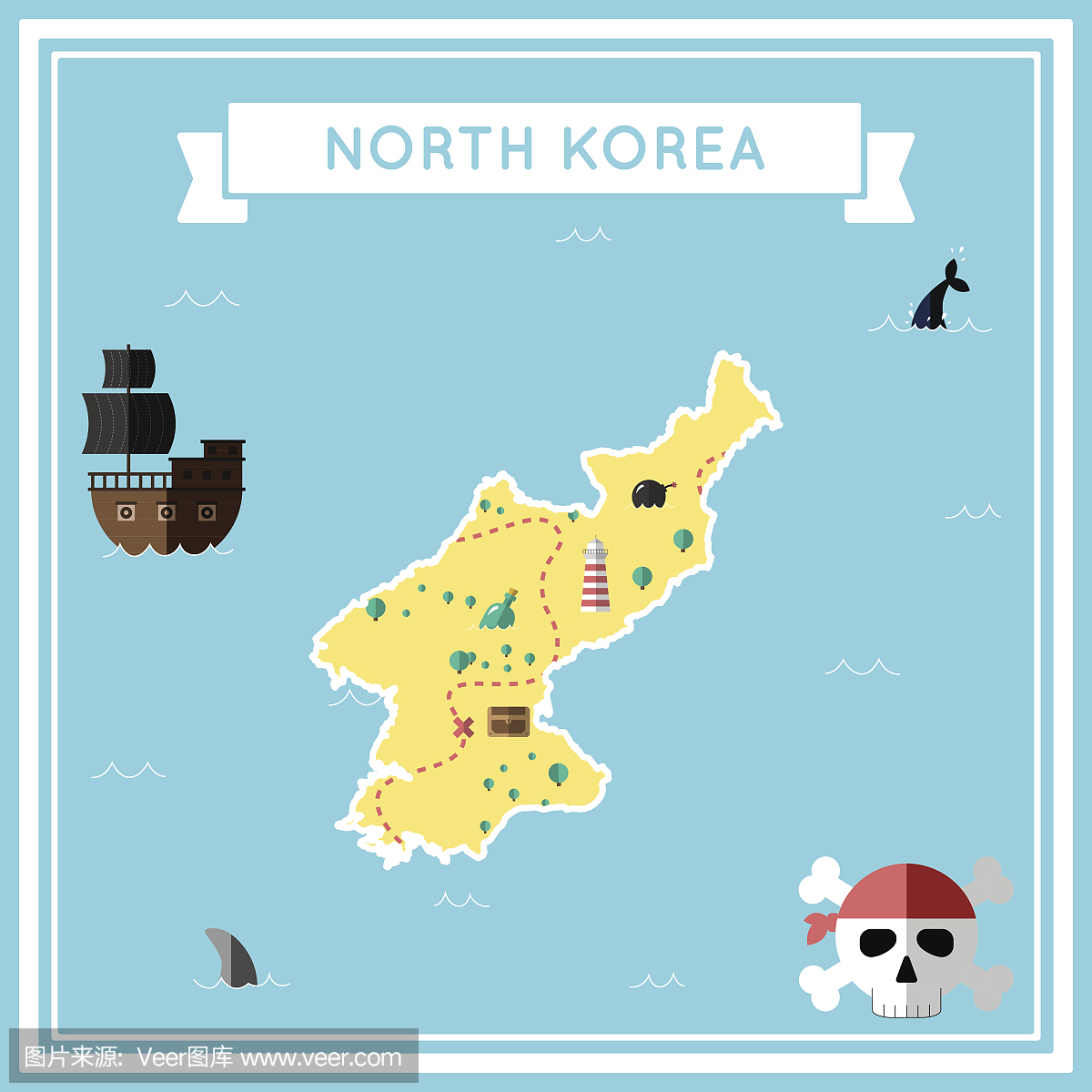 韩国,朝鲜民主主义人民共和国的平地图。