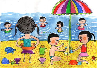 描写夏天的儿童画