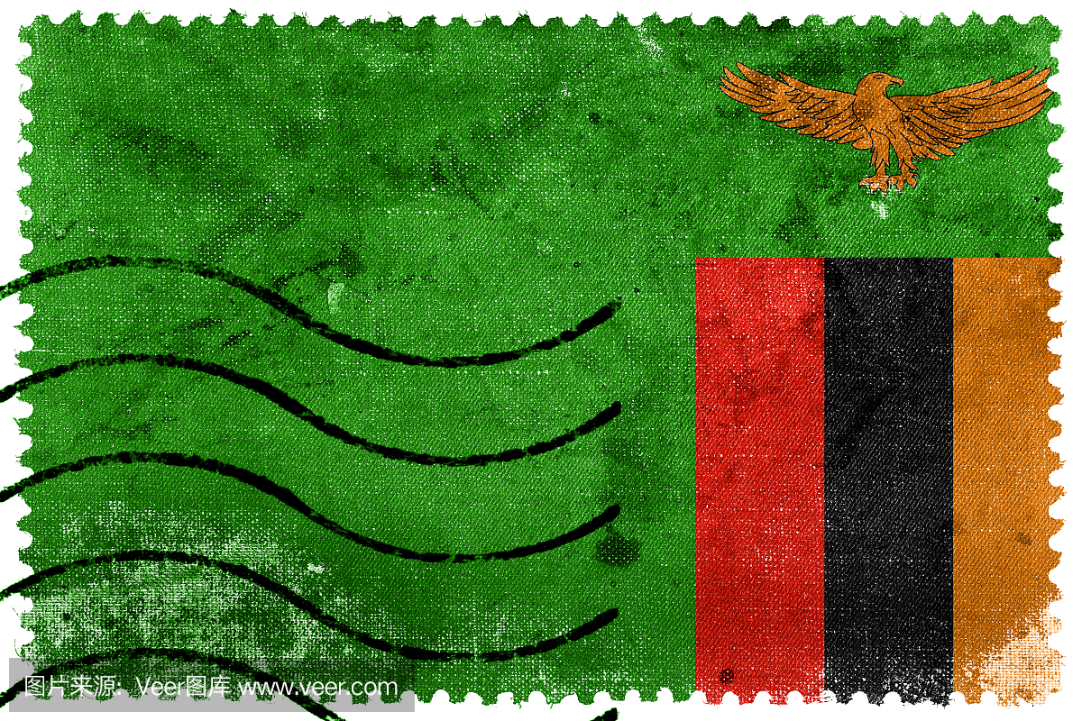 赞比亚国旗 - 旧邮票