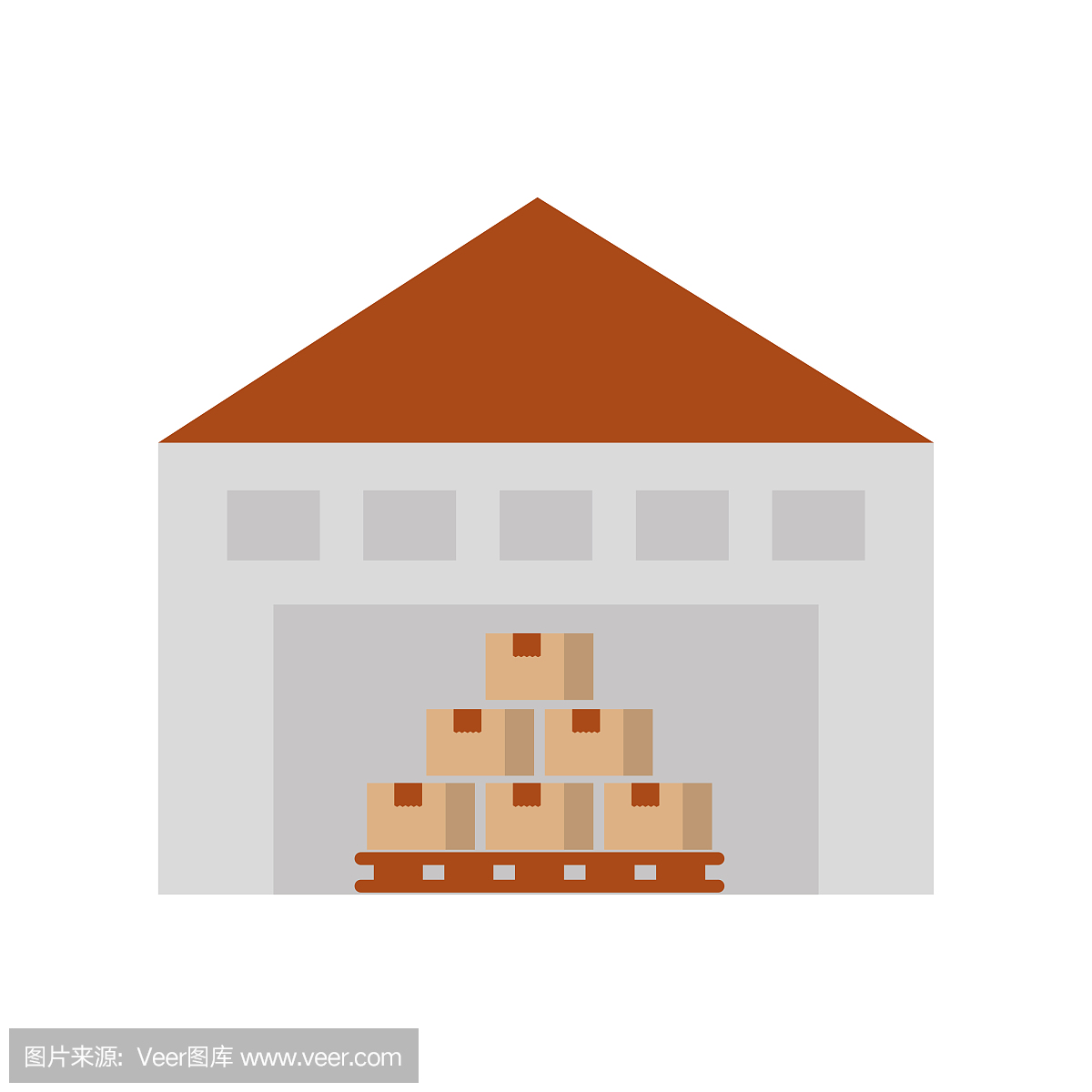 仓库建设与货架上的货柜箱