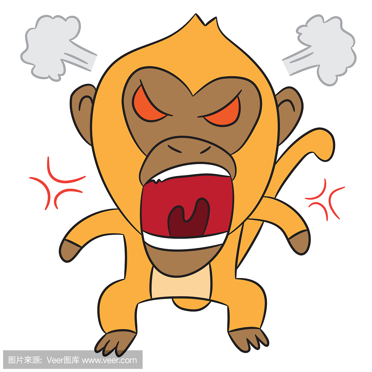 漫画画生气的猴子