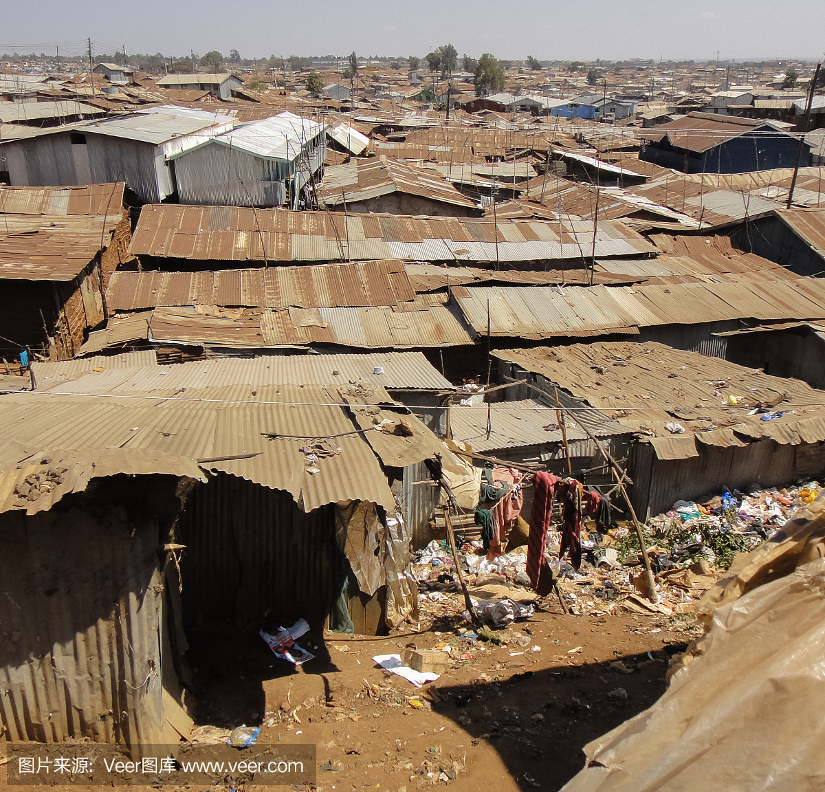 Kibera slum dwellings. The largest urban slum i