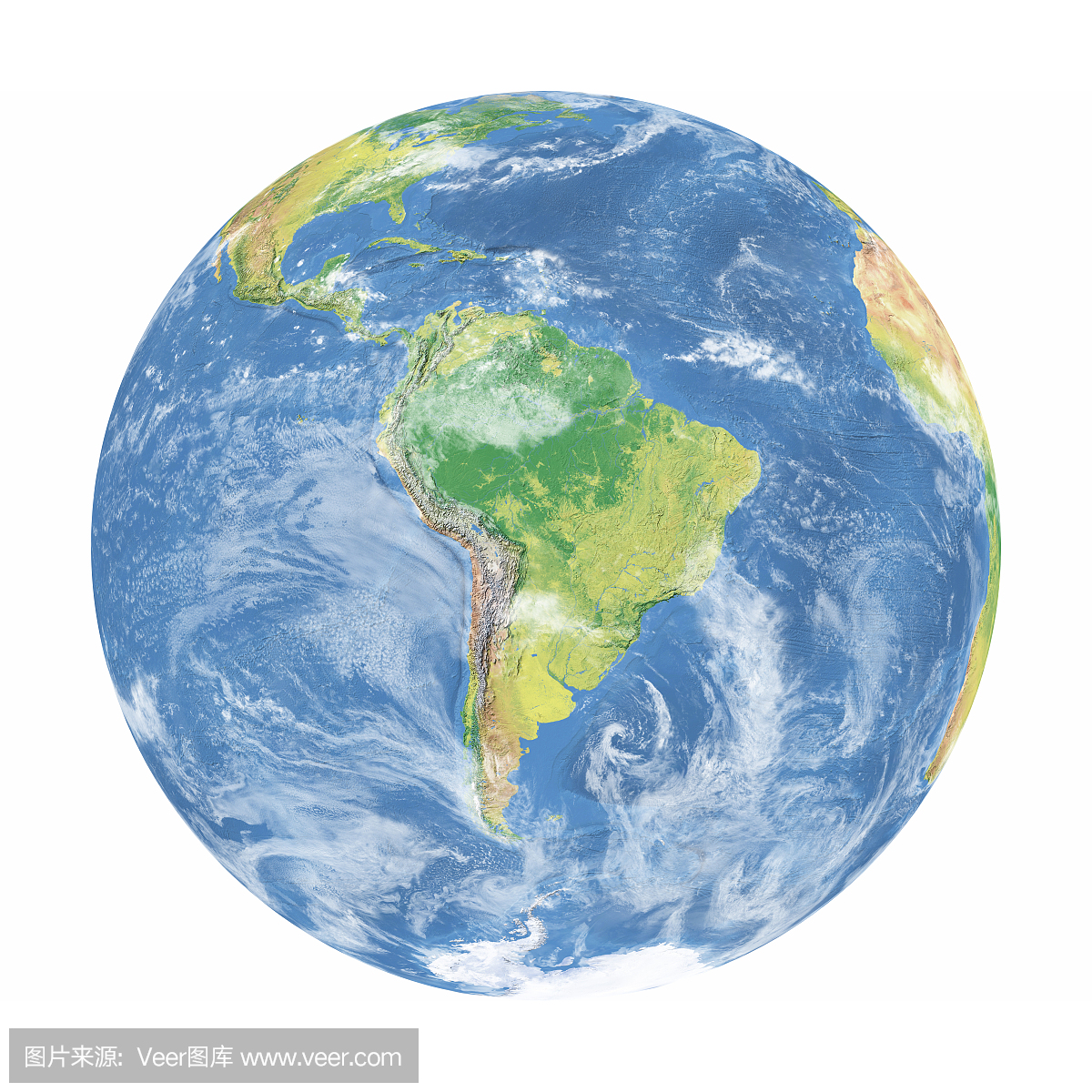 地球模型与云:南美洲