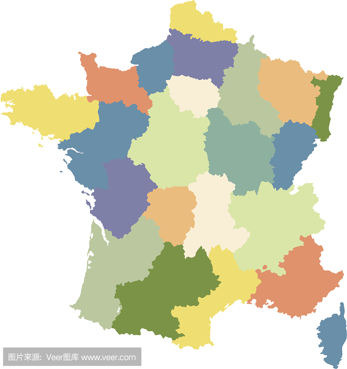 法国地图分为地区