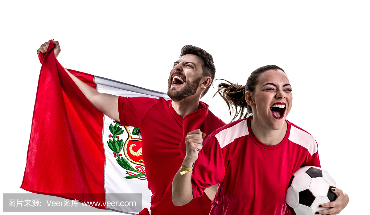 庆祝在白色背景上的秘鲁夫妇风扇