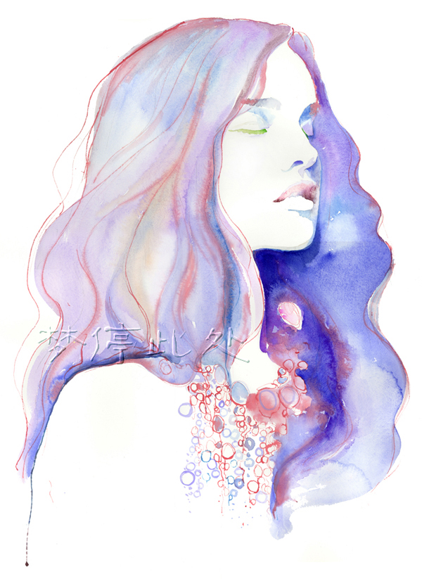 水彩动漫人物唯美画