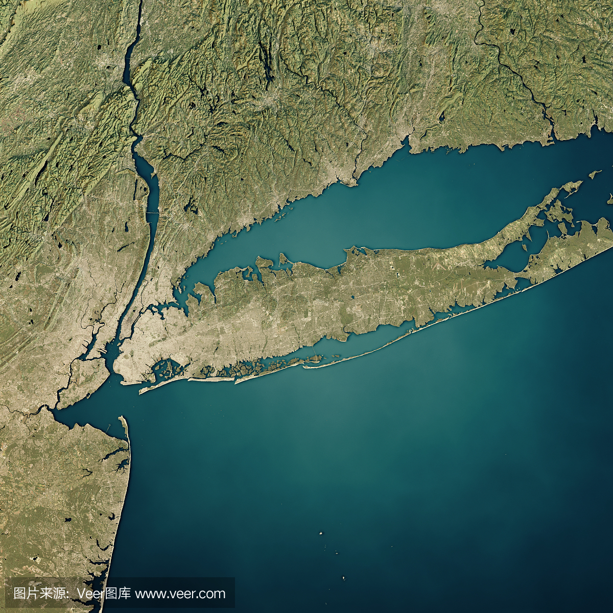 纽约长岛3D渲染卫星地图