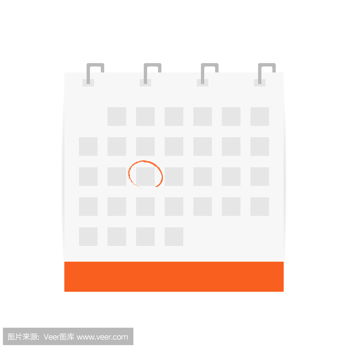 带圆圈日期的日历图标。日历符号孤立在白色背