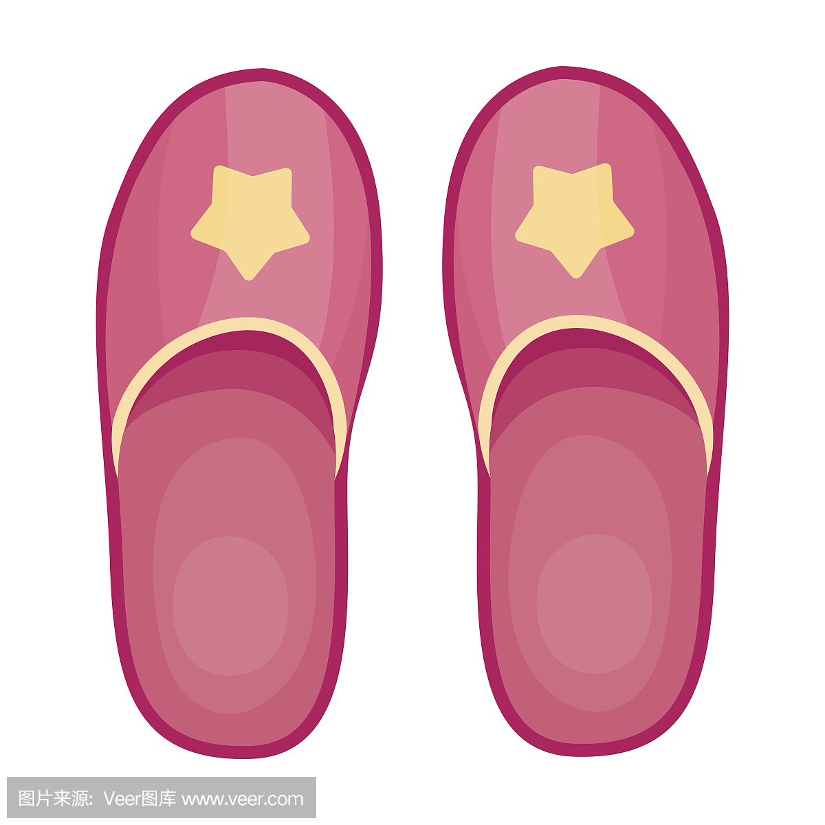 在白色背景隔绝的卡通风格的拖鞋图标。休息和