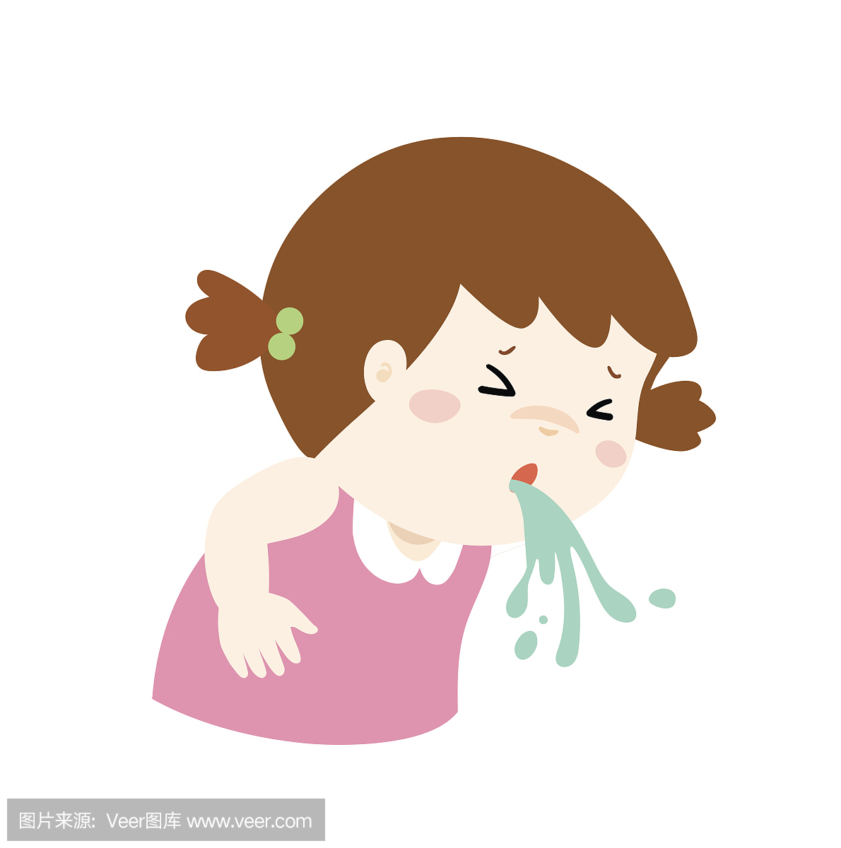 生病的女孩打喷嚏卡通矢量 — 图库矢量图像© Onontour #89640432