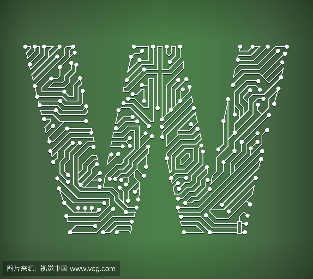 字母W电路板免版税矢量艺术背景
