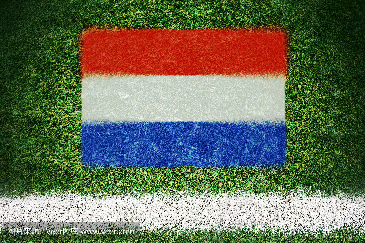荷兰国旗印在足球场上