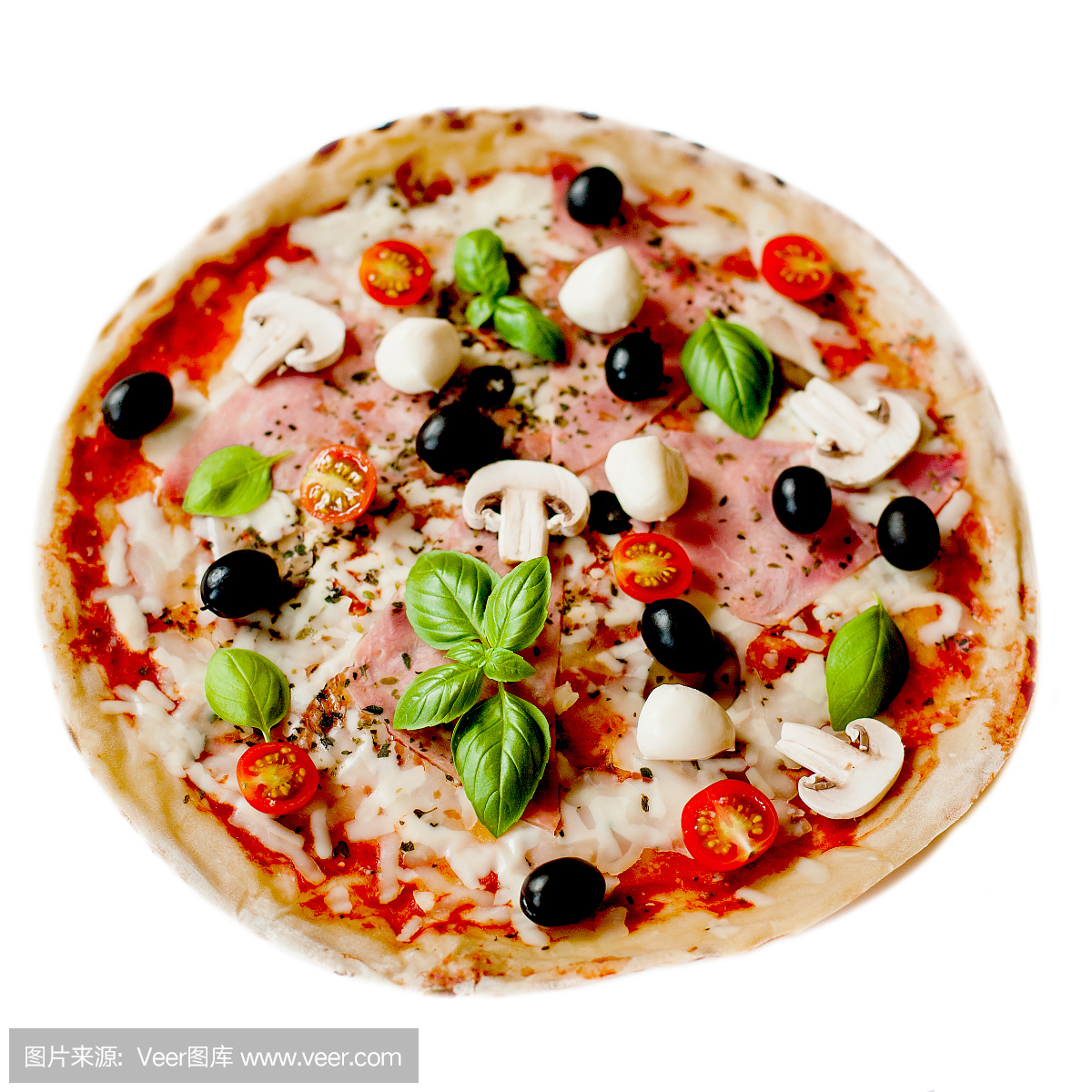 ith ham, mozzarella cheese, pepper and olives 