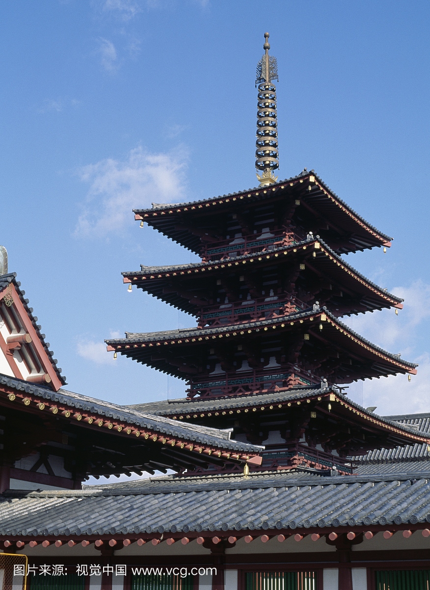 六世纪寺,关西大阪,日本六世纪的五层塔