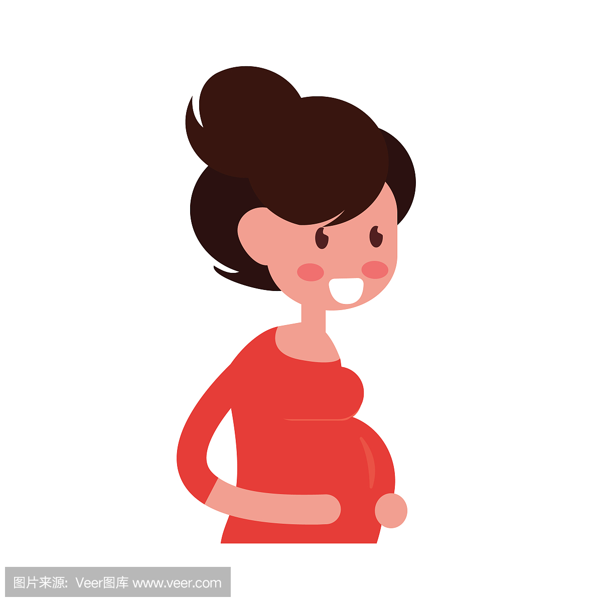 怀孕 - 卡通平面设计在白色背景上