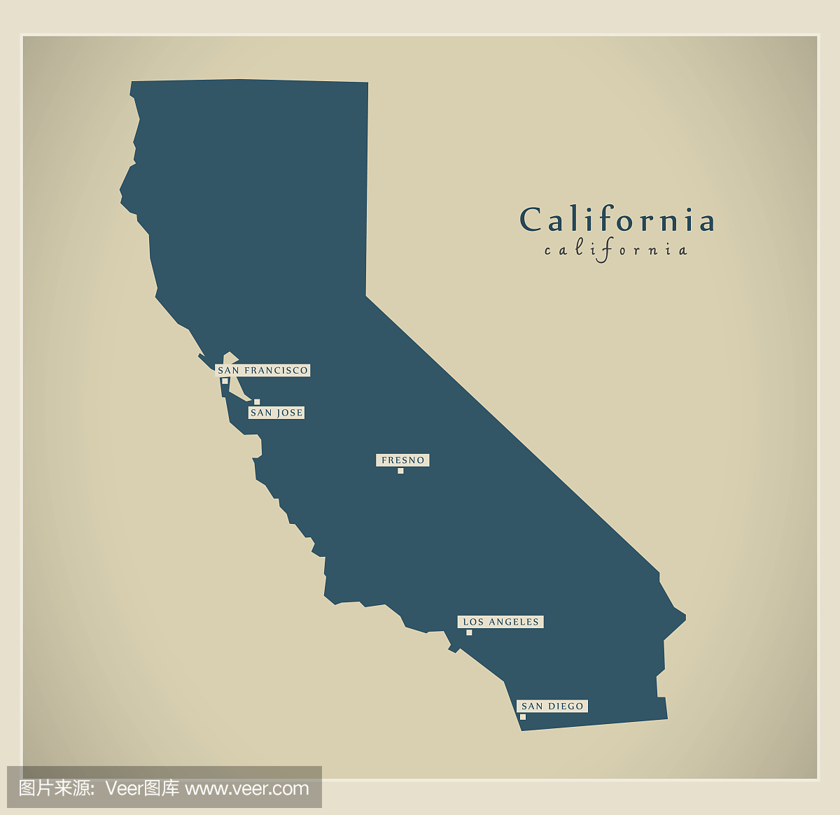 现代地图 - 加州美国