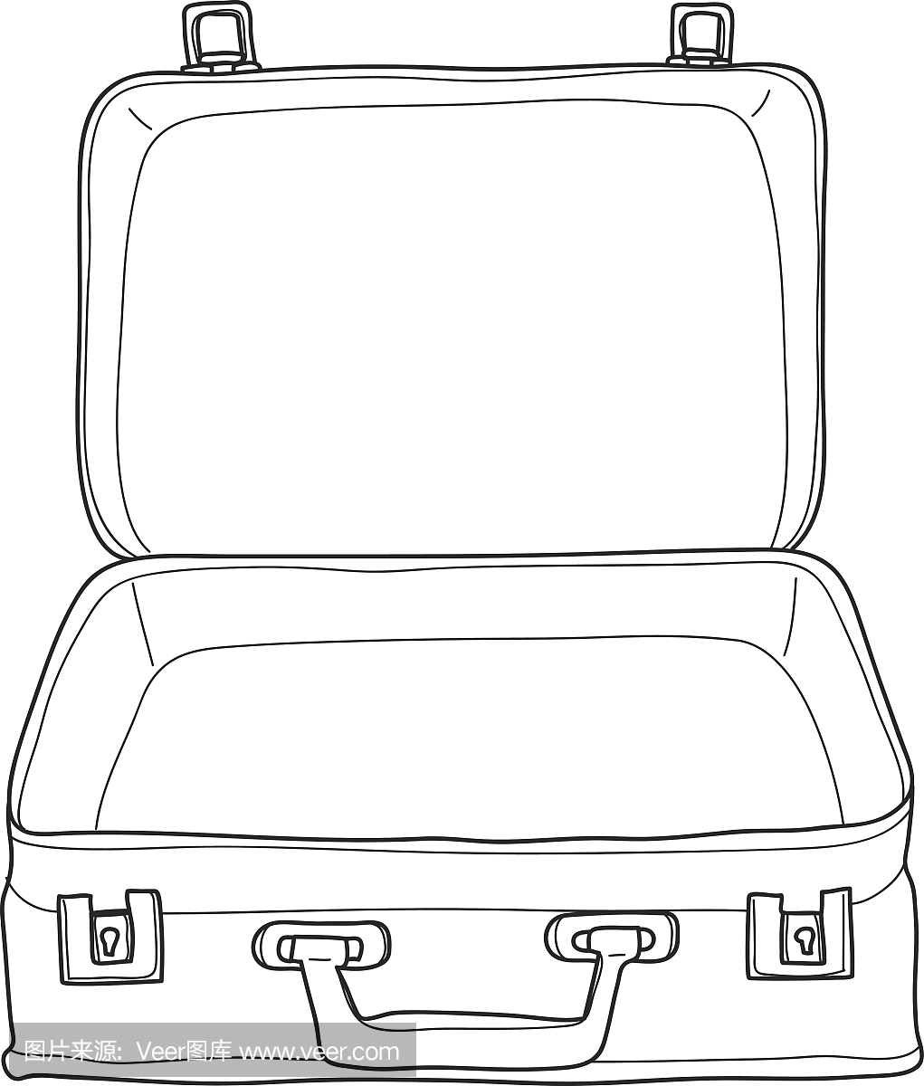手提箱行李复古手绘可爱矢量线艺术插图