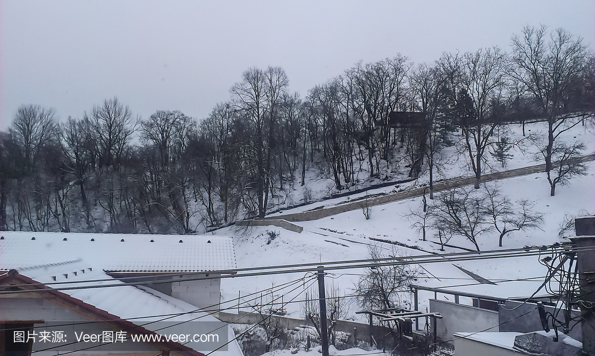 多雪的斯洛伐克国家边景观