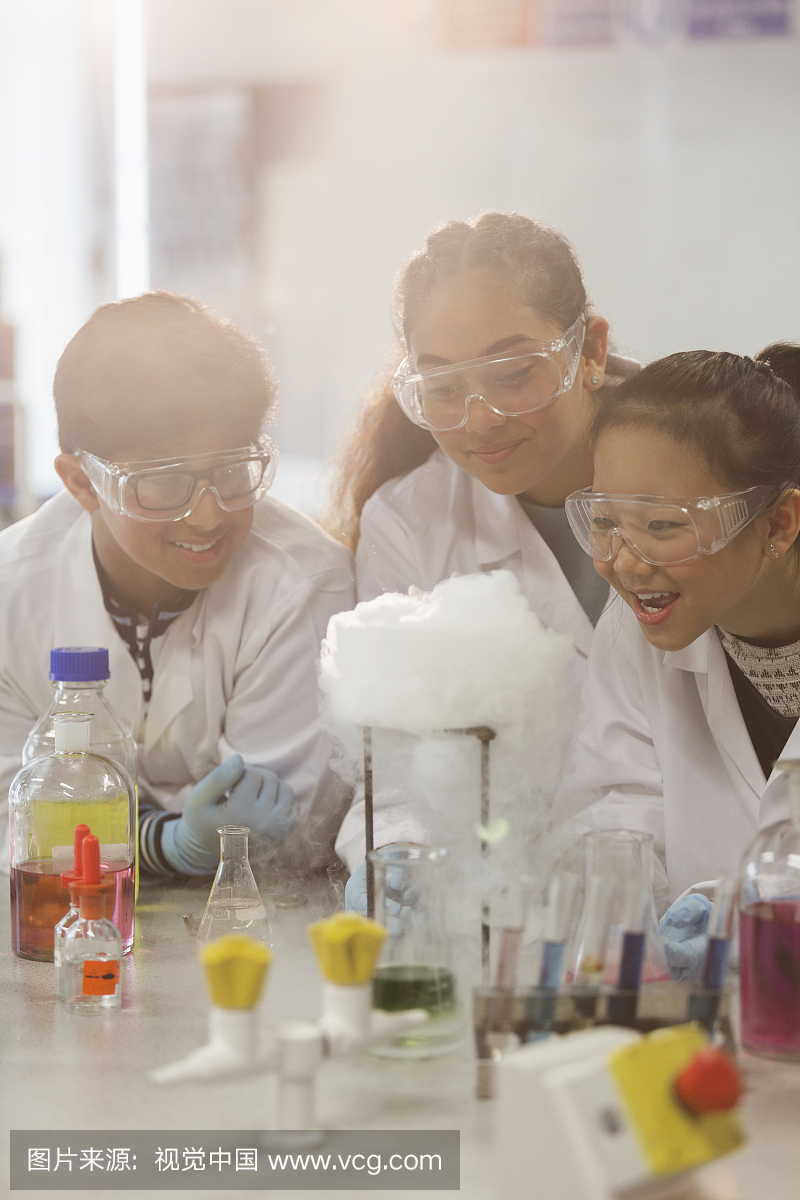 科学实验,做实验,实验,干冰