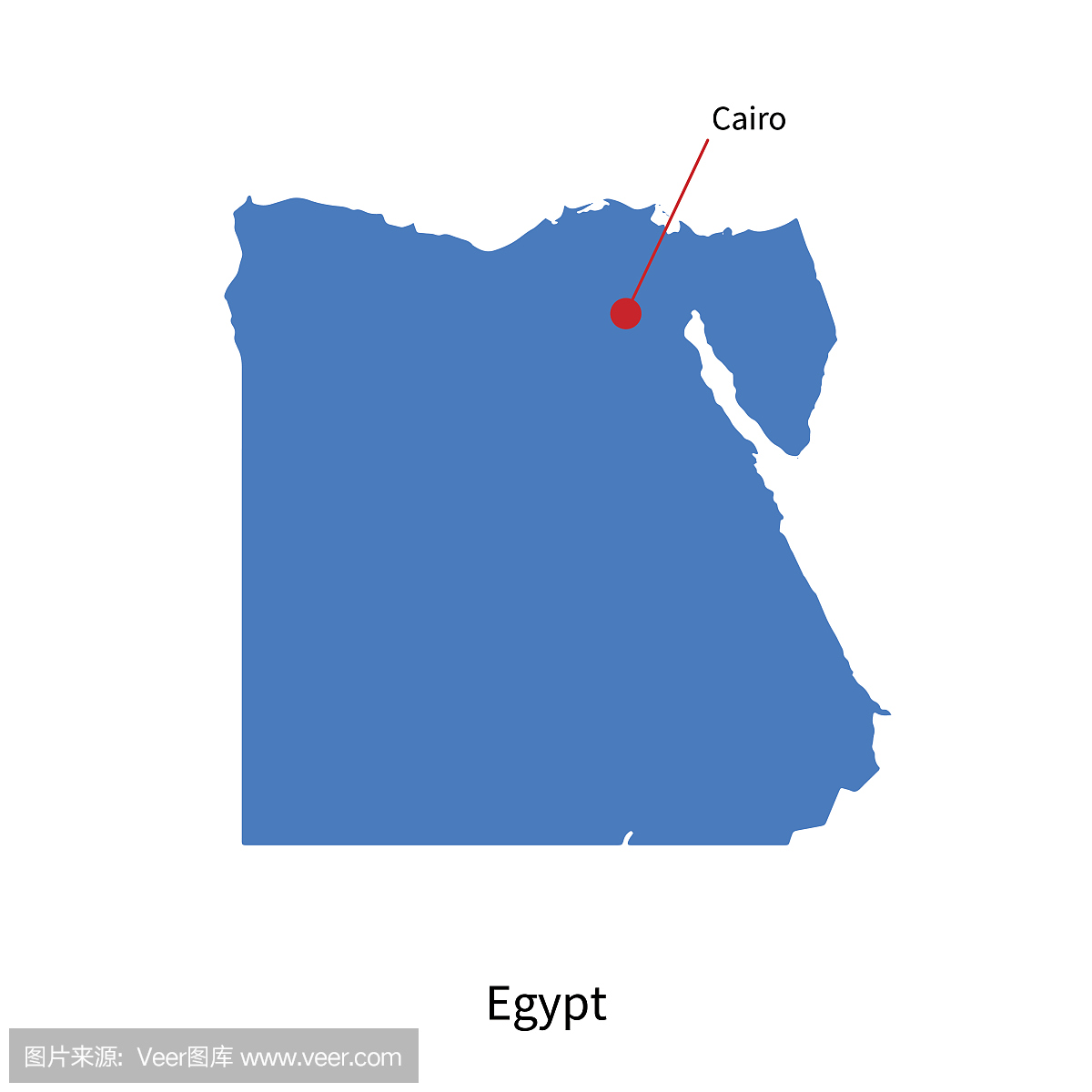 详细的埃及和首都开罗的矢量地图
