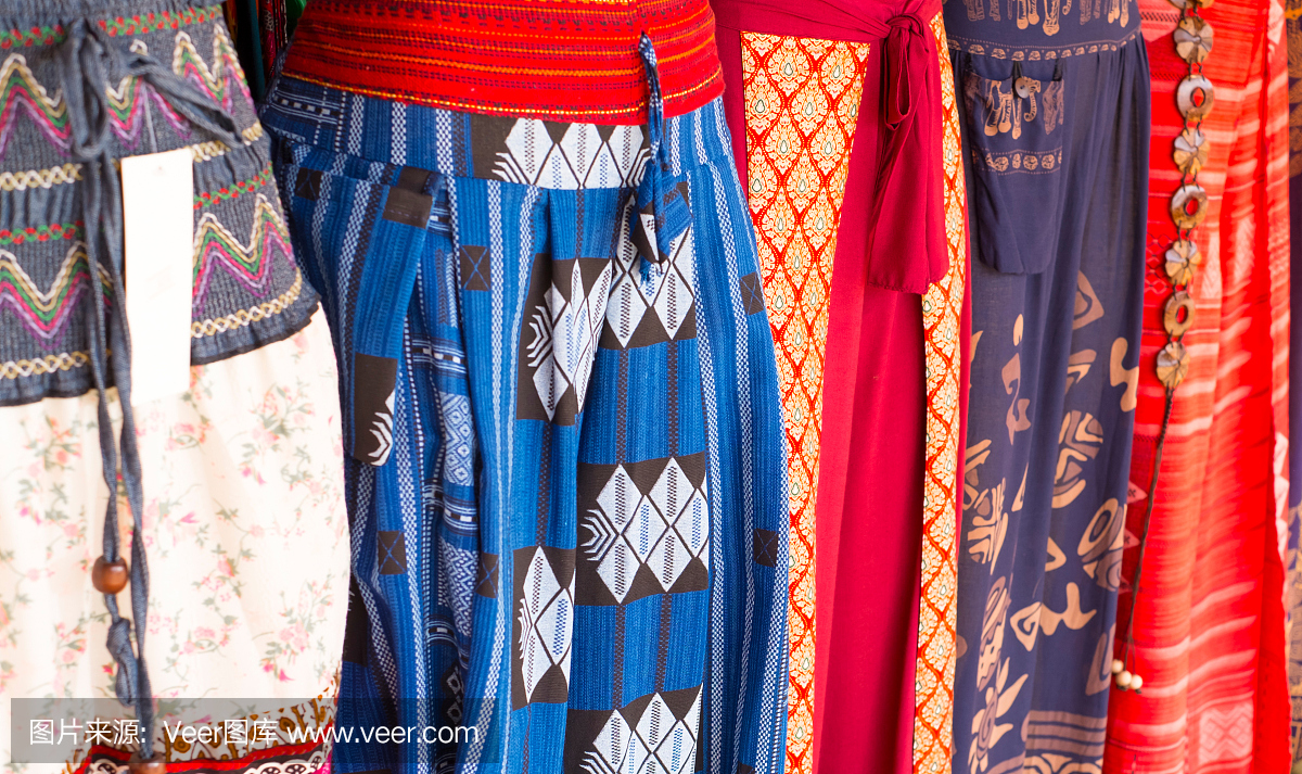 泰国传统裤子与多彩纹理用于壁纸和背景。